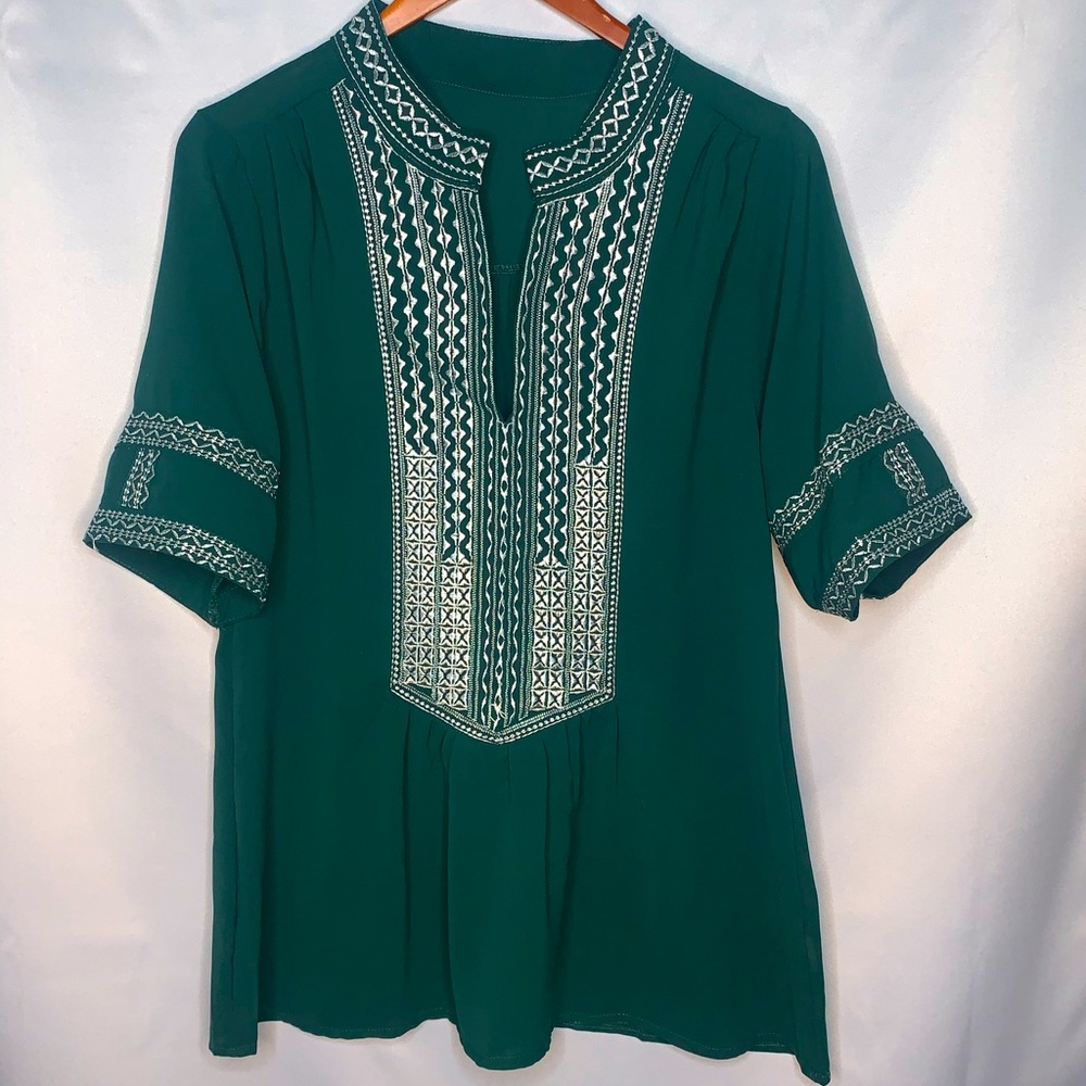 Hunter Green Embroidered Tunic